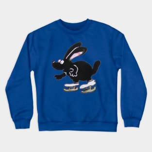 Ice Skating Black Rabbit Funny Cute Rabbit Crewneck Sweatshirt